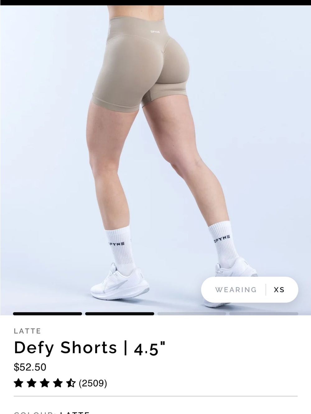 DFYNE Defy 4.5" Women’s Athletic Shorts — Latte
